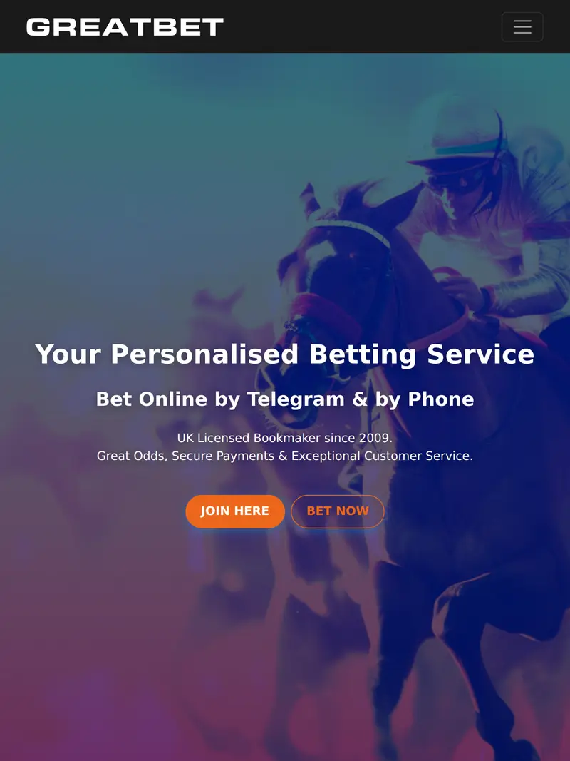Great Bet - homepage (tablet)