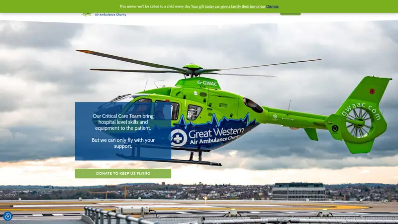 Great Western Air Ambulance - homepage (desktop)