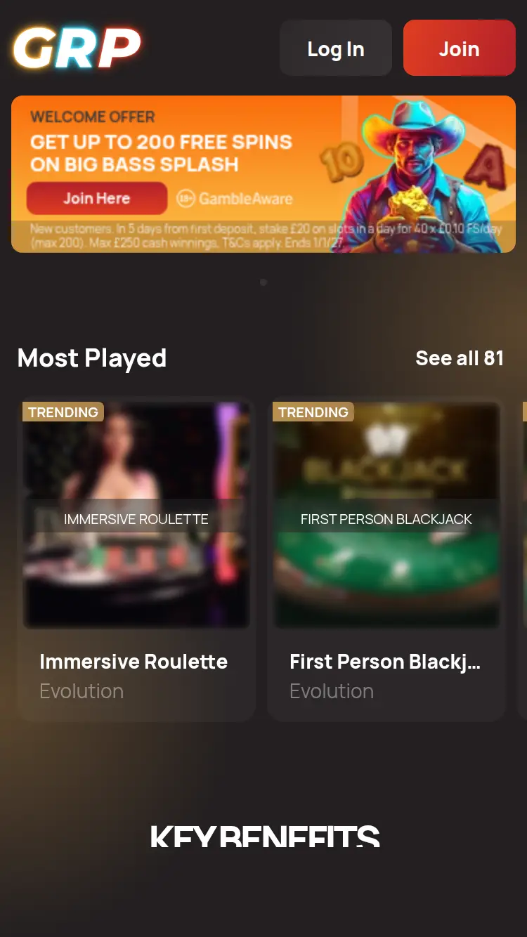 Grp Casino - homepage (mobile)
