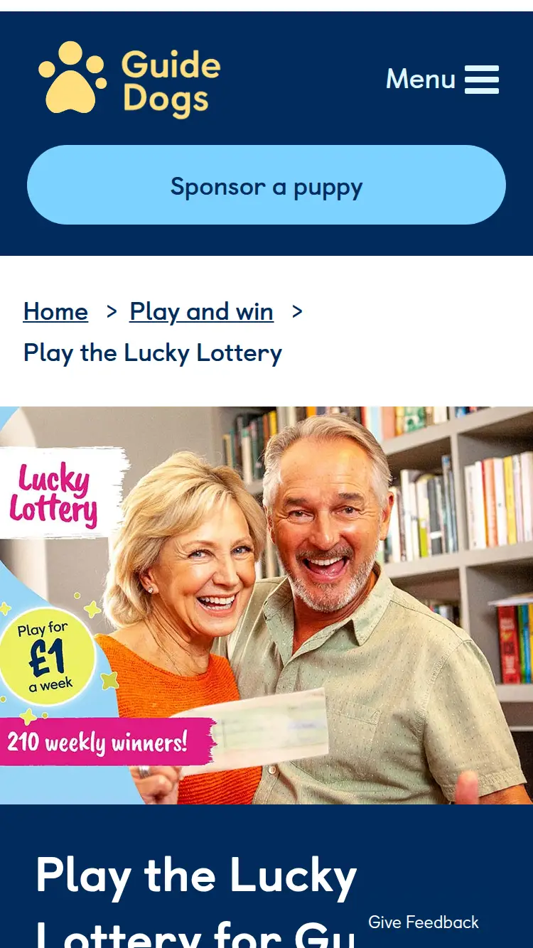 Guide Dogs - homepage (mobile)