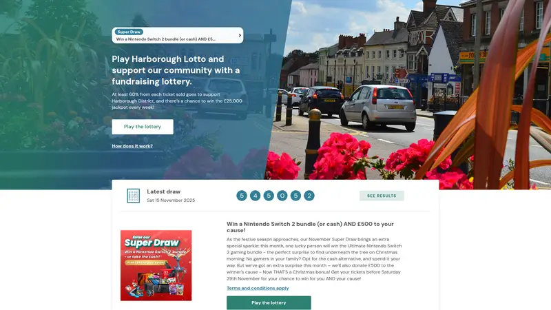 Harborough Lotto - homepage (desktop)