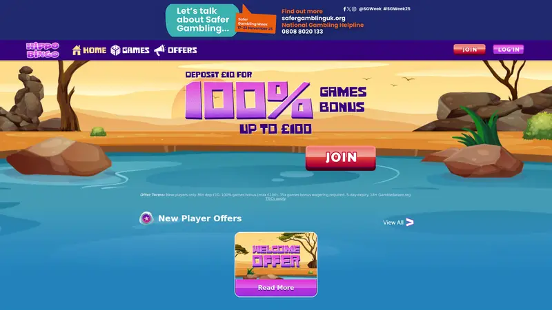 Hippo Bingo - homepage (desktop)