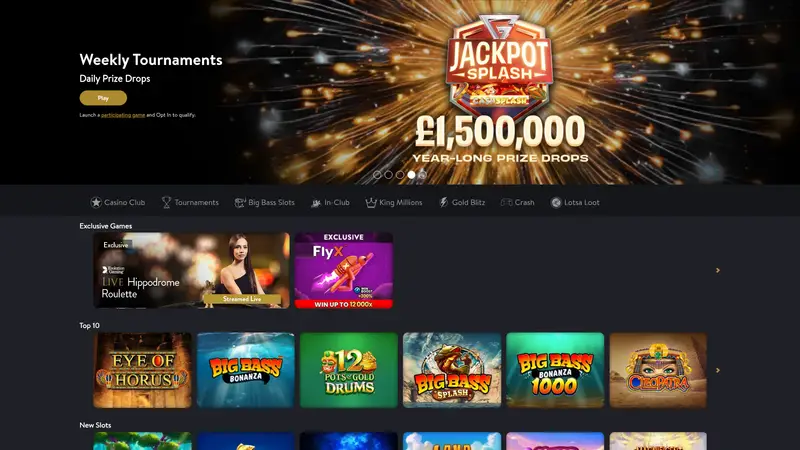 Hippodrome Online - homepage (desktop)