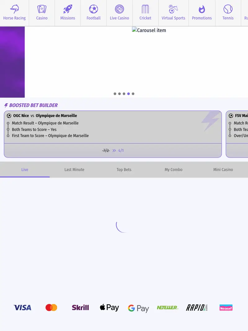 Hollywood Bets - homepage (tablet)