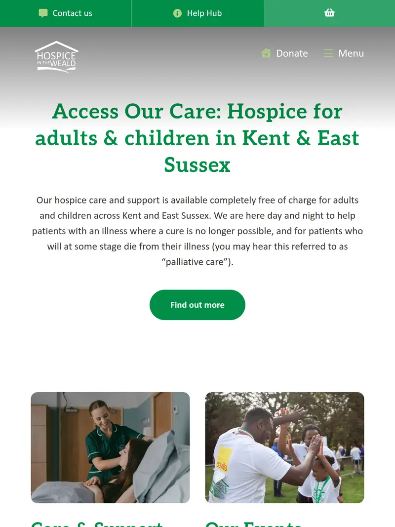 Hospice in the Weald - homepage (tablet)