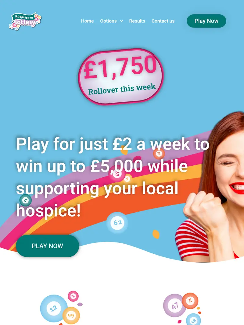Hospiscare Lottery - homepage (tablet)