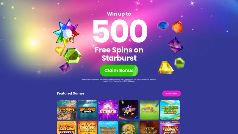 Hyper Slots - homepage (desktop)