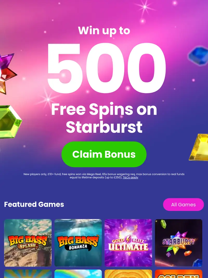 Hyper Slots - homepage (tablet)