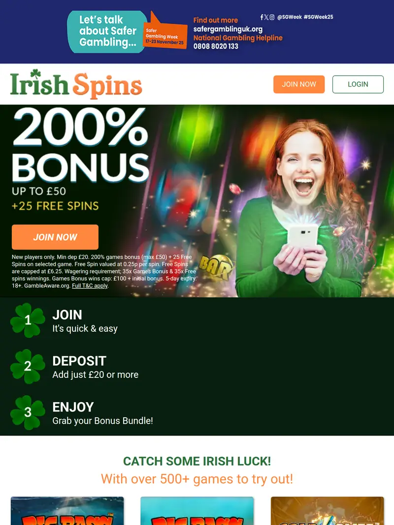 Irish Spins - homepage (tablet)