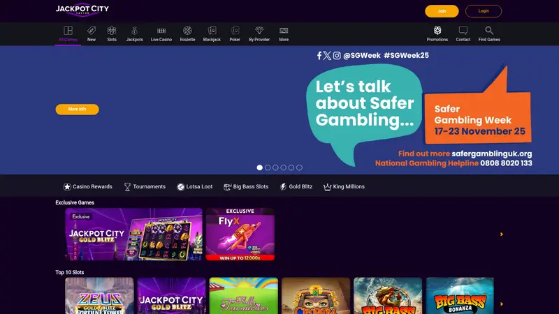 Jackpot City - homepage (desktop)