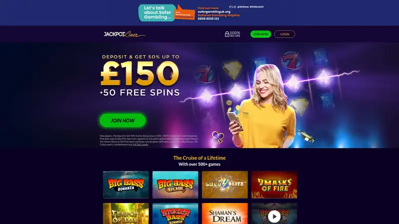 Jackpot Liner - homepage (desktop)