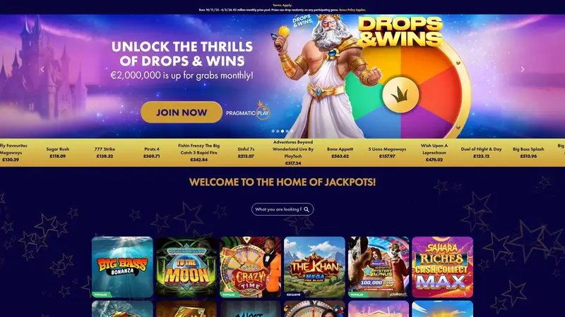 Jackpot Star - homepage (desktop)