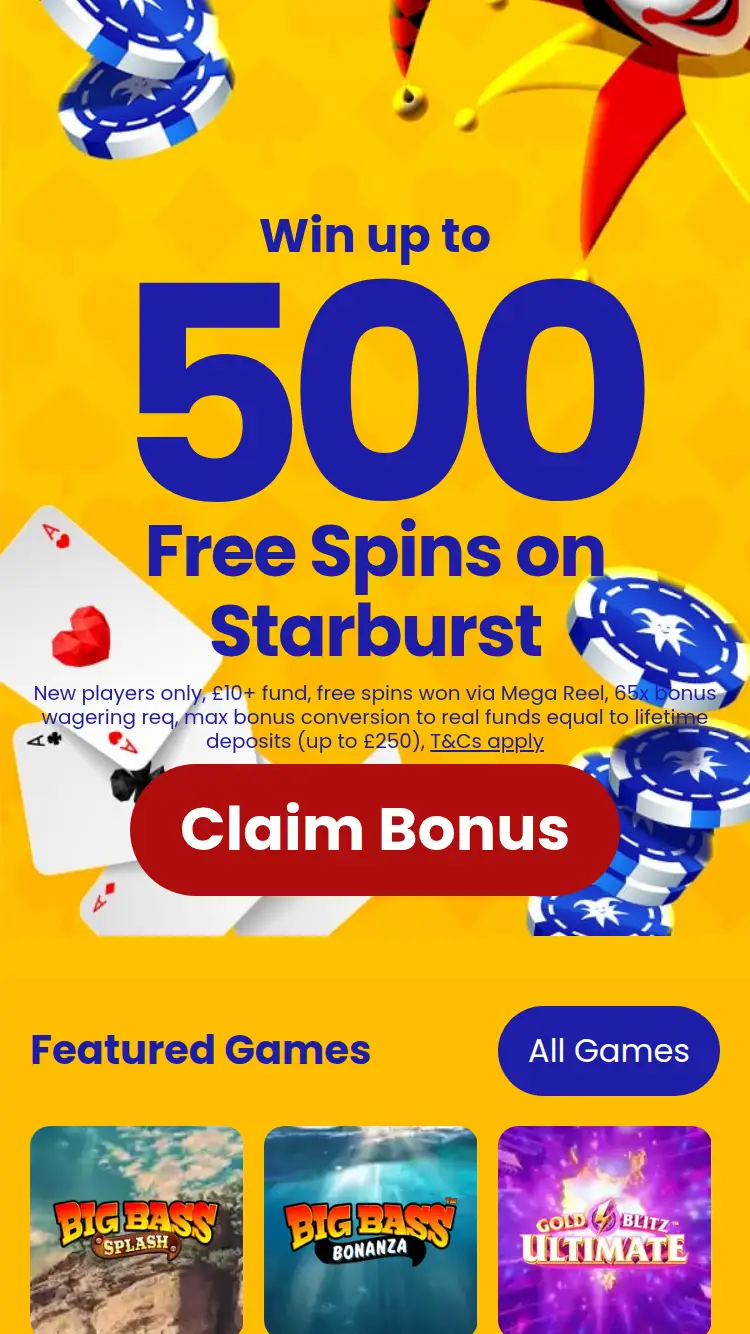 Joker Slots - homepage (mobile)