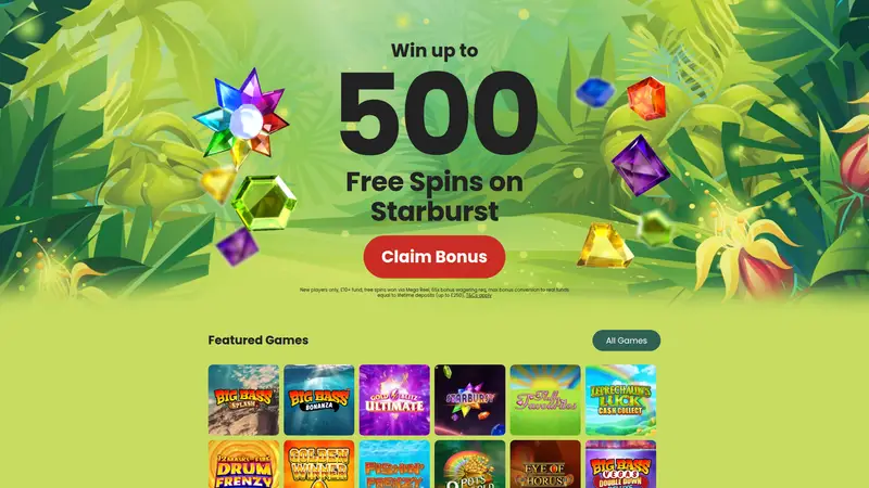 Jungle Reels - homepage (desktop)