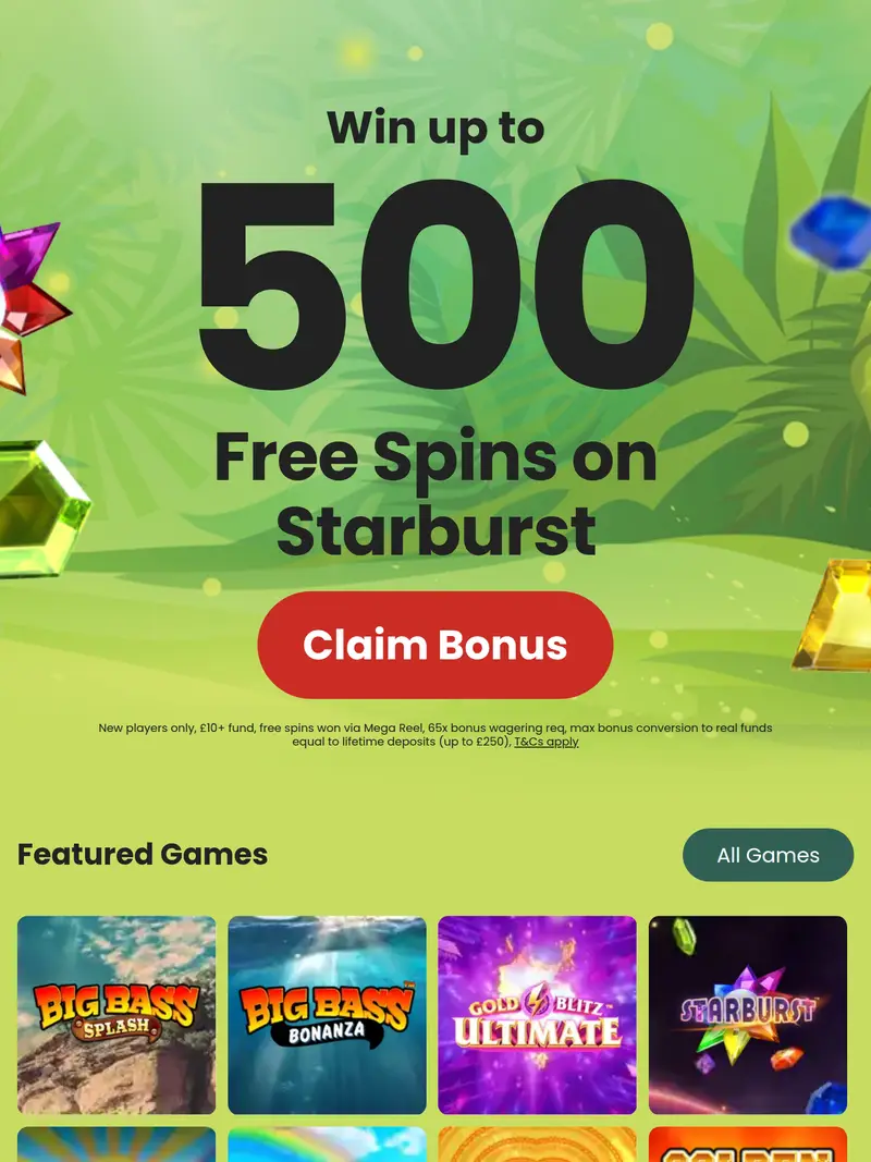 Jungle Reels - homepage (tablet)