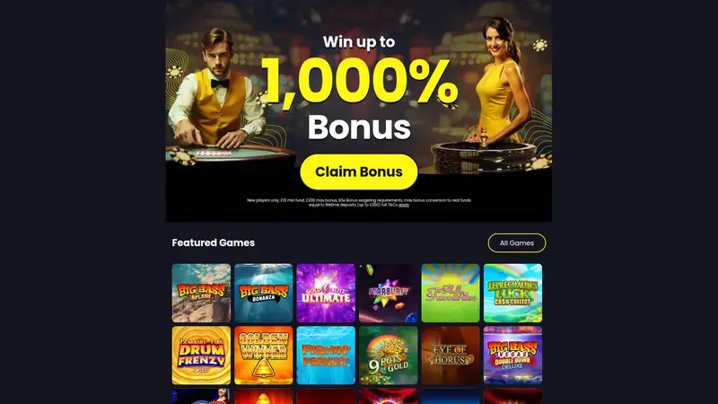 Justin Casino - homepage (desktop)
