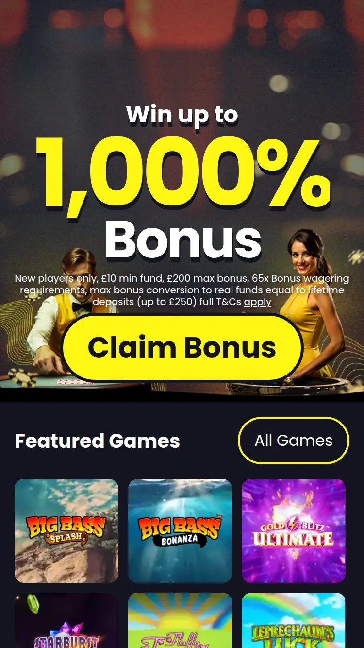 Justin Casino - homepage (mobile)