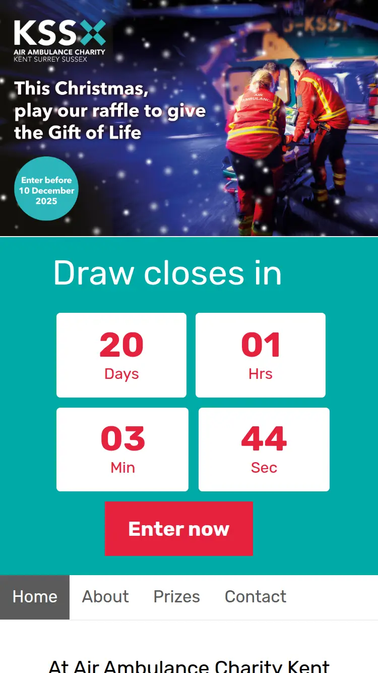 KSS Raffle - homepage (mobile)