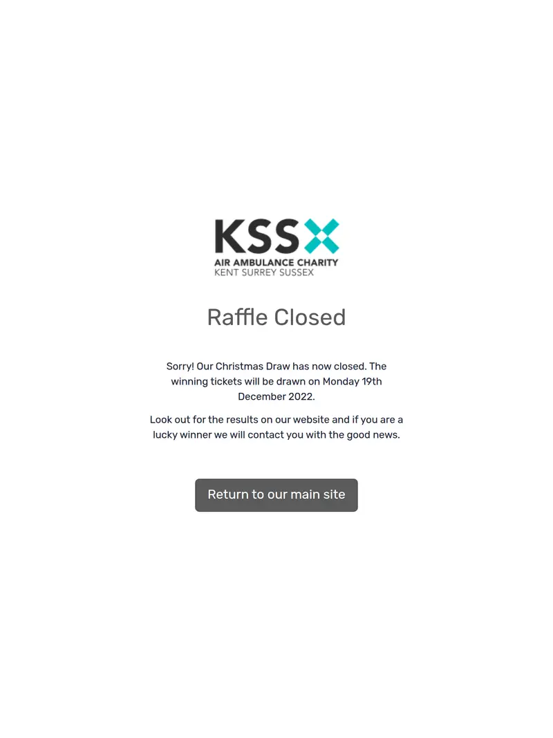 KSS Christmas Draw Raffle - homepage (tablet)