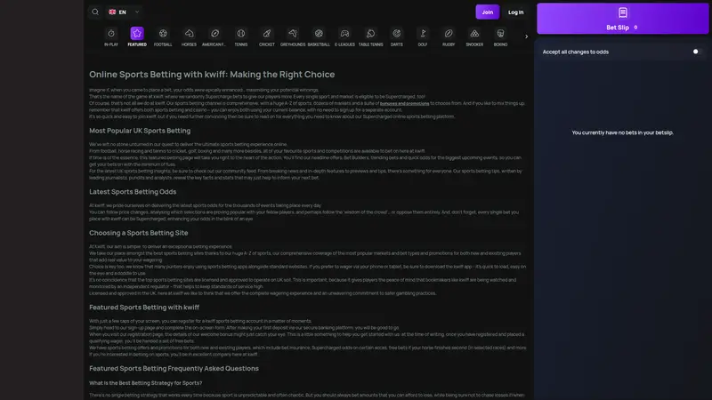 Kwiff - homepage (desktop)