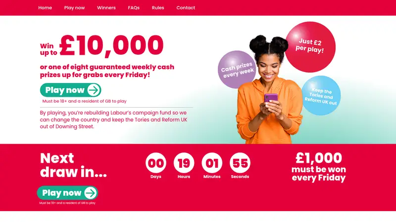 Labour Lottery - homepage (desktop)