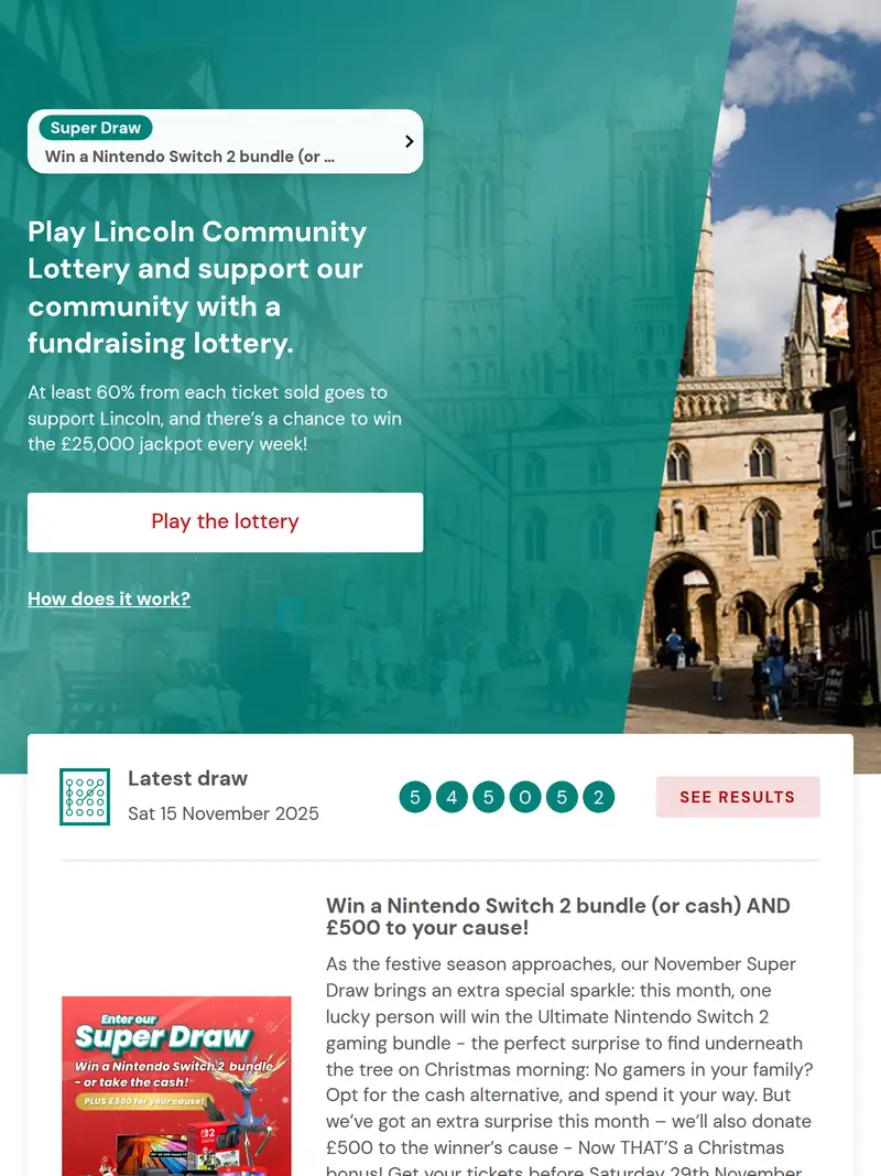 Lincoln Lottery - homepage (tablet)
