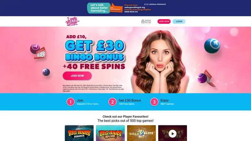 Lippy Bingo - homepage (desktop)