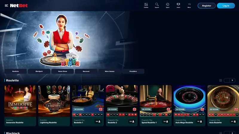 NetBet Live - homepage (desktop)