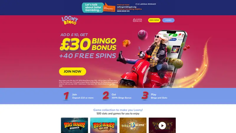 Loony Bingo - homepage (desktop)