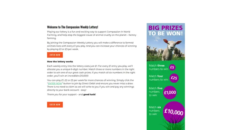 CIWF Lottery - homepage (desktop)