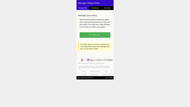 DONR Lottery - homepage (desktop)
