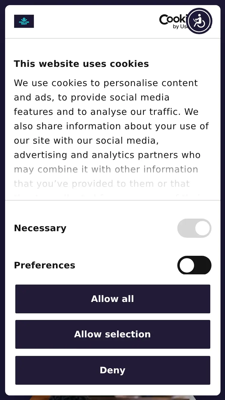 Fight for Sight Lottery - homepage (mobile)