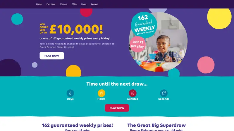 GOSH Lottery - homepage (desktop)