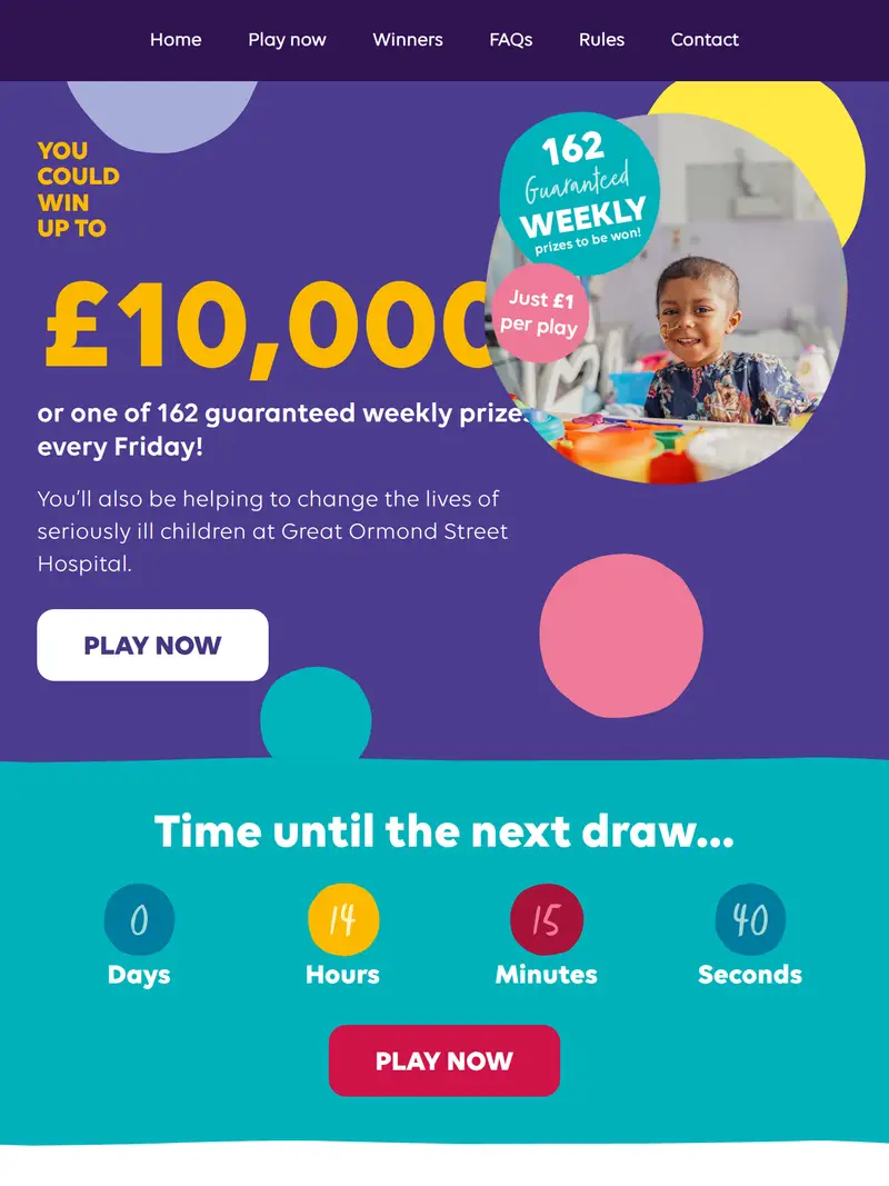 GOSH Lottery - homepage (tablet)