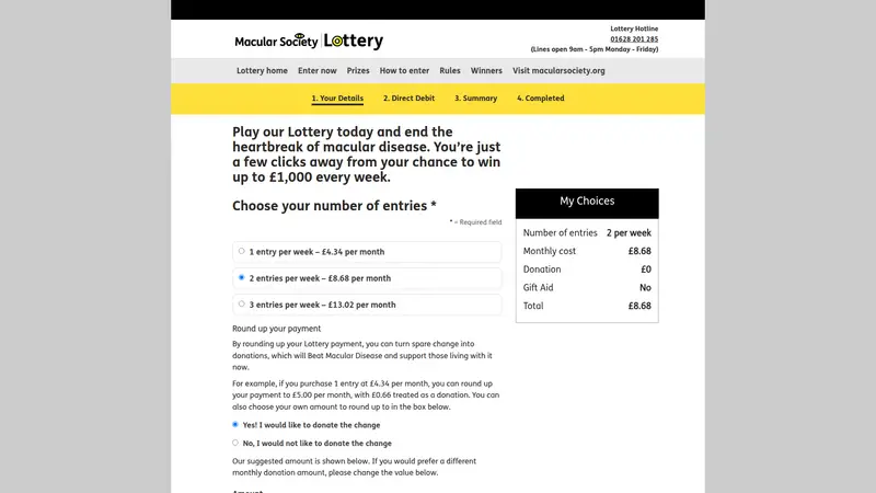 Lottery.macularsociety - homepage (desktop)