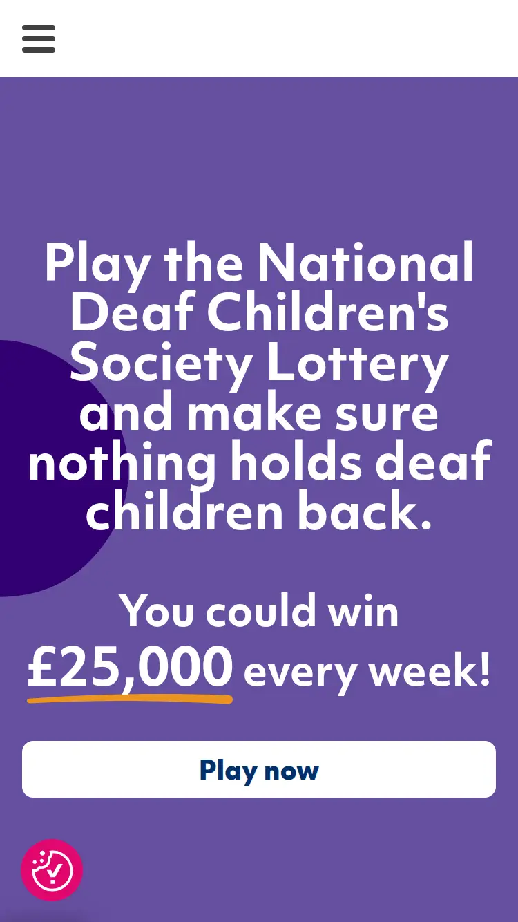 NDCS Lottery - homepage (mobile)