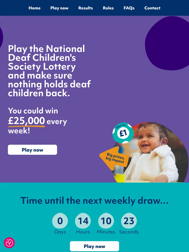NDCS Lottery - homepage (tablet)