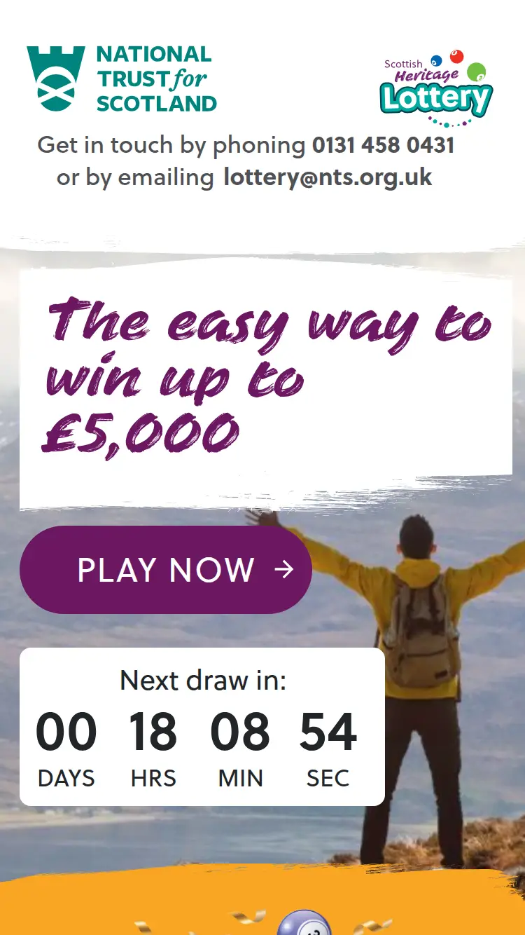 NTS Lottery - homepage (mobile)