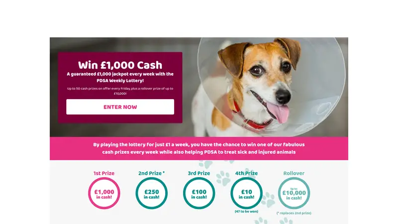 PDSA Lottery - homepage (desktop)