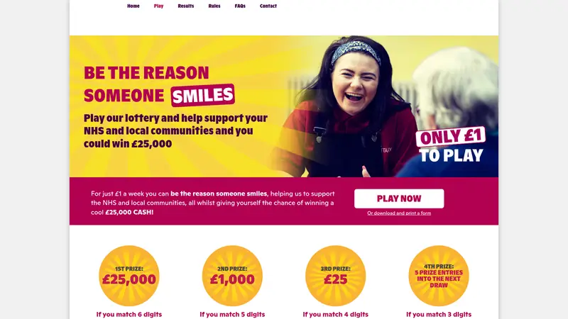 Royal Voluntary Service Lottery - homepage (desktop)