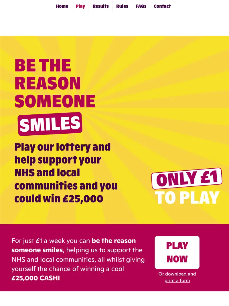 Royal Voluntary Service Lottery - homepage (tablet)