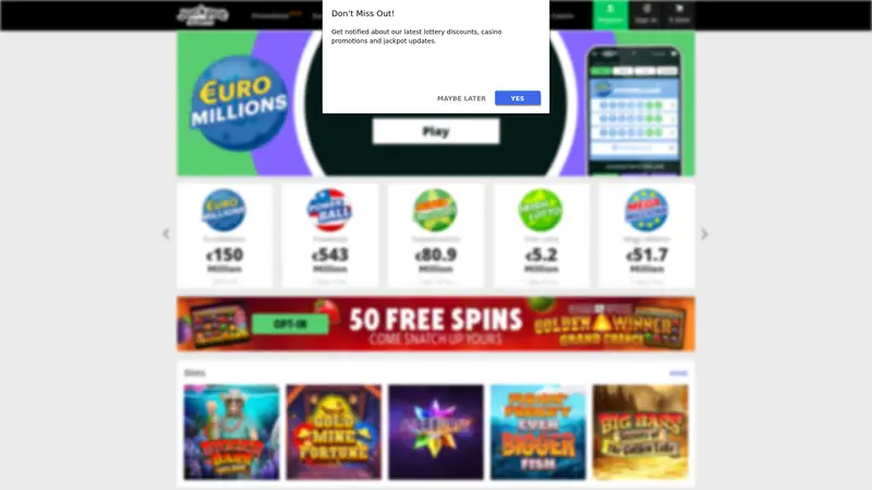 Jackpot Lotto - homepage (desktop)