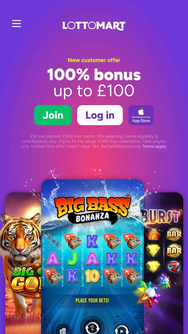 Lotto Mart - homepage (mobile)