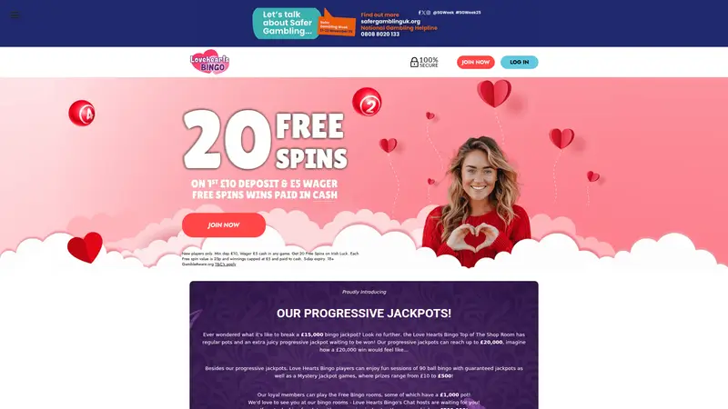 Love Hearts Bingo - homepage (desktop)