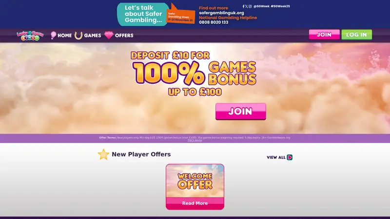 Lucky Charm Bingo - homepage (desktop)