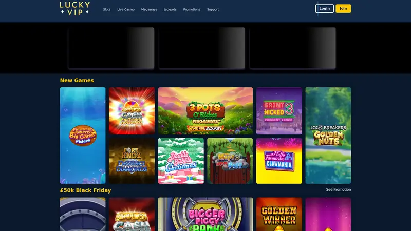 Lucky VIP - homepage (desktop)