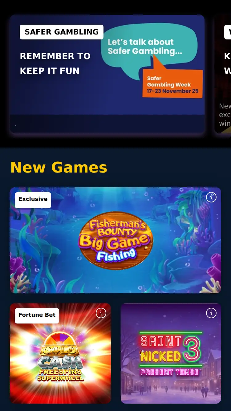 Lucky VIP - homepage (mobile)