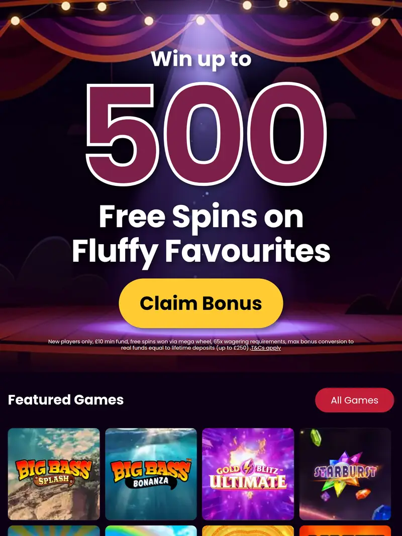 Lucky Wheel Bingo - homepage (tablet)