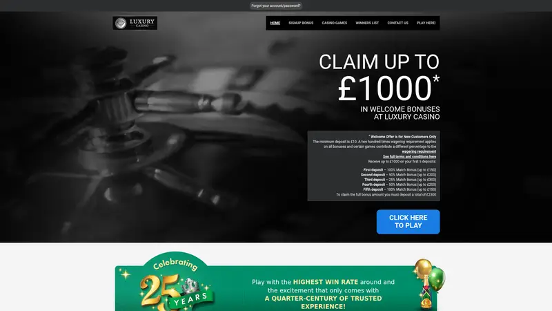 Luxury Casino - homepage (desktop)
