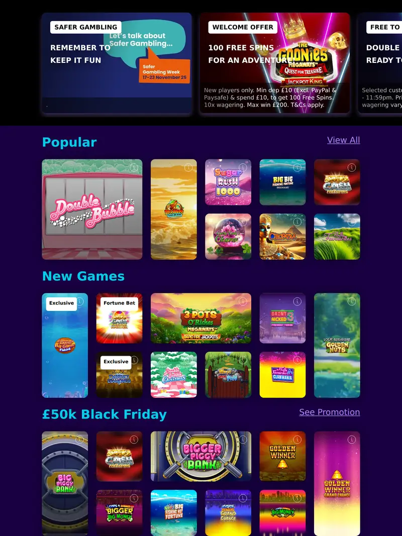 Magical Vegas - homepage (tablet)